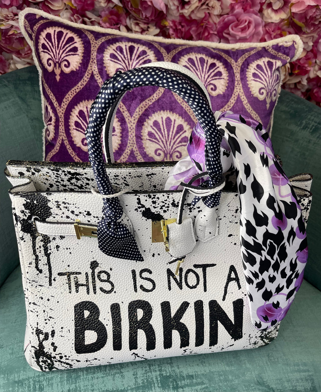 White Not A B - Custom Hand Painted Bag 35cm'