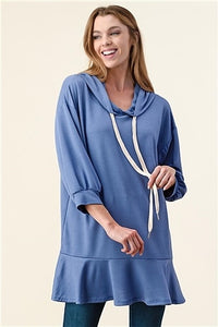 Bubble Sleeve Hoodie Top