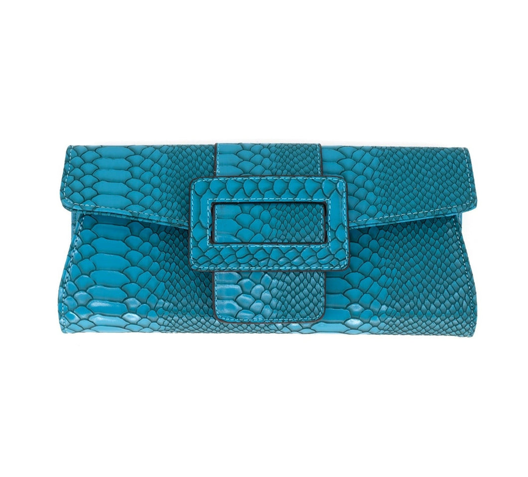 Animal Print Clutch with Buckle Flap