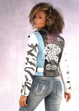 Load image into Gallery viewer, Black/White Crop Studded Jacket
