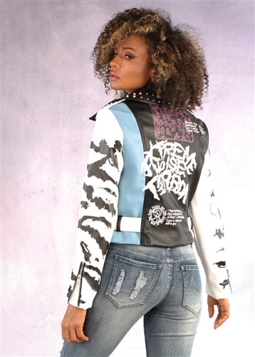 Black/White Crop Studded Jacket