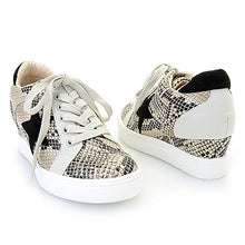 Load image into Gallery viewer, Beige Multi Printed Lace-up Wedge Sneakers
