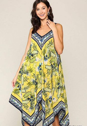 Lemon Flowy Flower Maxi Dress