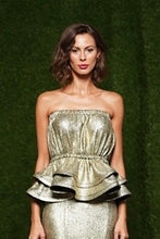 Load image into Gallery viewer, METALLIC RUFFLE HEM TOP
