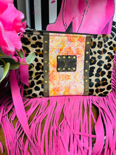 Load image into Gallery viewer, Leopard Crossbody Bag with Fuchsia Fringe &amp; Orange Muti Color Insert