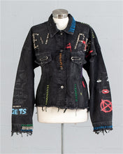 Load image into Gallery viewer, GRAFFITI BLACK DENIM JACKET