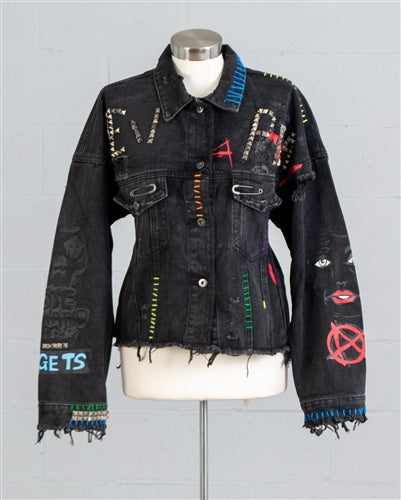 GRAFFITI BLACK DENIM JACKET