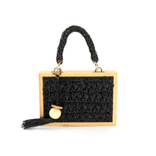 Load image into Gallery viewer, Straw and wood Bag with Chain