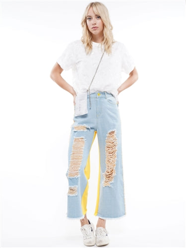 Blue/yellow Denim Pant