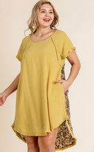 Load image into Gallery viewer, Short Sleeve Round Neck Animal Print Back Dress with High Low Fishtail Scoop Ruffle Hem