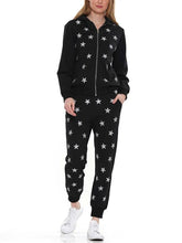 Load image into Gallery viewer, Black Jogger Pant with Silver Stars