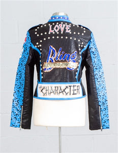BLUE FAUX LEATHER STUD JACKET