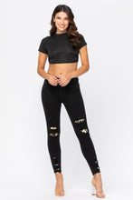 Load image into Gallery viewer, Black Destroyed Leopard Patch Skinny