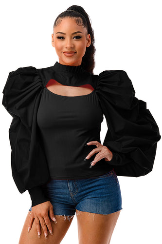 Mock Neck Front Keyhole Top