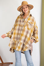 Load image into Gallery viewer, KHAKI PLAID YARN DYE OVERSIZED SHIRT DRESS