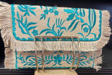 Load image into Gallery viewer, Straw Embroidered Clutch with Fringe