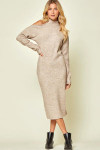 COLD SHOULDER KNIT DRESS