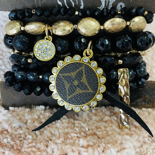 Designer Upcycled Gold/Black Bracelet
