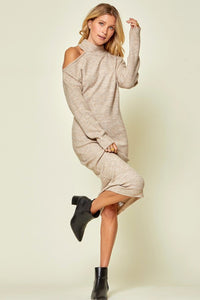 COLD SHOULDER KNIT DRESS