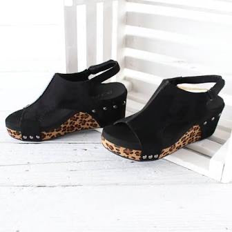Black/Leopard Wedge Shoes