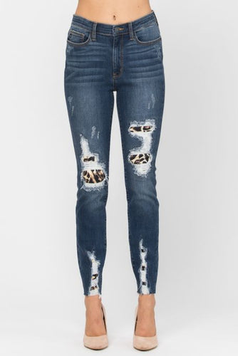 High Waist Leopard Patch Skinny