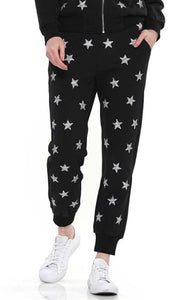 Black Jogger Pant with Silver Stars