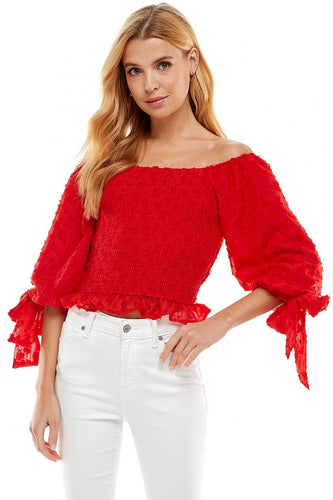 Off The Shoulder Bubble Sleeve Top