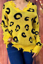 Load image into Gallery viewer, Leopard Printed Distressed Knitted Sweater