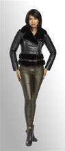 Load image into Gallery viewer, Black Faux Leather and Fur Jacket