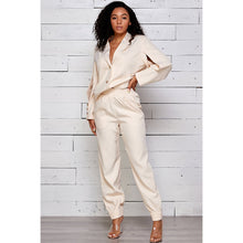 Load image into Gallery viewer, BLAZER JACKET WITH SLIT SLEEVE JOGGER SUIT PANTS SET