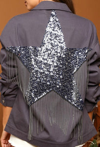 Fringe Sequin Star Twill Jacket