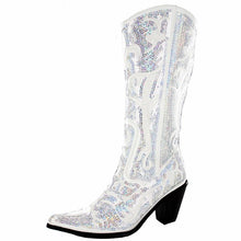 Load image into Gallery viewer, Tall Sequin and Embroidered Boots with Zipper