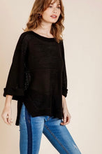 Load image into Gallery viewer, High Low Side Slit Waffle Knit Rolled Sleeve Top
