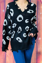 Load image into Gallery viewer, Leopard Printed Distressed Knitted Sweater