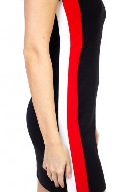Stripe Tape Techno Crepe Dress Knit