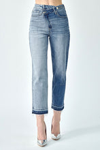 Load image into Gallery viewer, HIGH-RISE CROSSOVER TWO TONE JEANS