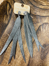 Load image into Gallery viewer, Leather Strip Earrings with Swarovski Crystal