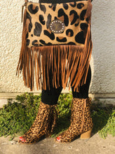 Load image into Gallery viewer, LEOPARD SIDE FRINGE ANKLE BOOTS