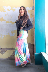 TIE-DYE WIDE LEG PALAZZO PANT WITH ELASTIC WAISTBAND