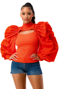 Mock Neck Front Keyhole Top