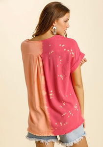 Color Block Linen Top
