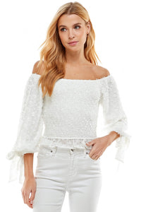 Off The Shoulder Bubble Sleeve Top