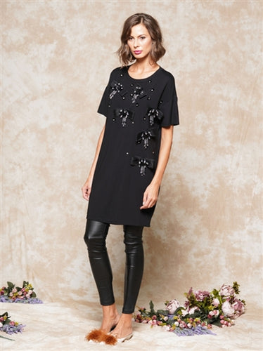 Bead and Ribbon Embellished Knit Top