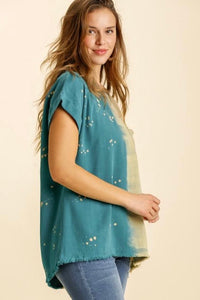 Color Block Linen Top