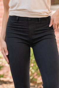 Black Hi-Rise Pull-On Super Flare Jeans