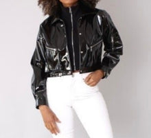 Load image into Gallery viewer, Faux Patent Leather Jacket