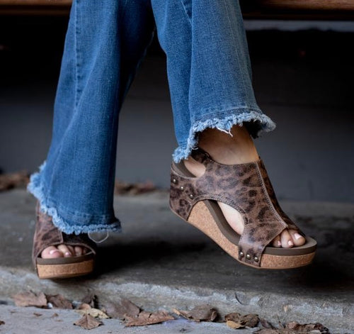Distressed Leopard Wedged Shoe