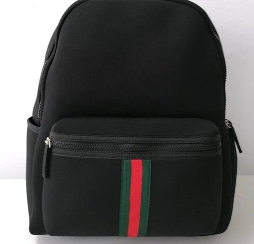 Black Red Green Stripe Neoprene Backpack
