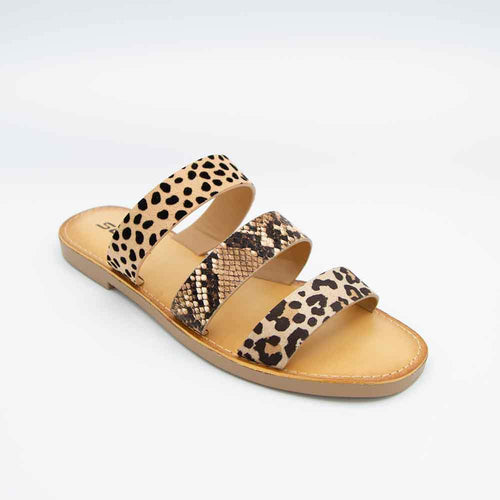 Triple Band Sandals in Animal Print