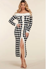 Load image into Gallery viewer, Fuzzy Checkered Print Sweater Midi Dress
